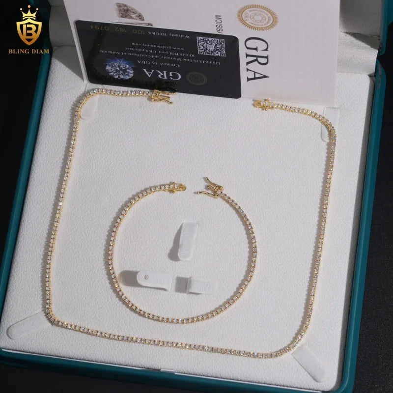 925 Silver VVS Moissanite 2mm Tennis Chain & Bracelet – Iced Out — photo 5 of 8