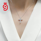 Moissanite Pavé Cross Pendant Necklace – 925 Sterling Silver | White Gold Plated — photo 5 of 7