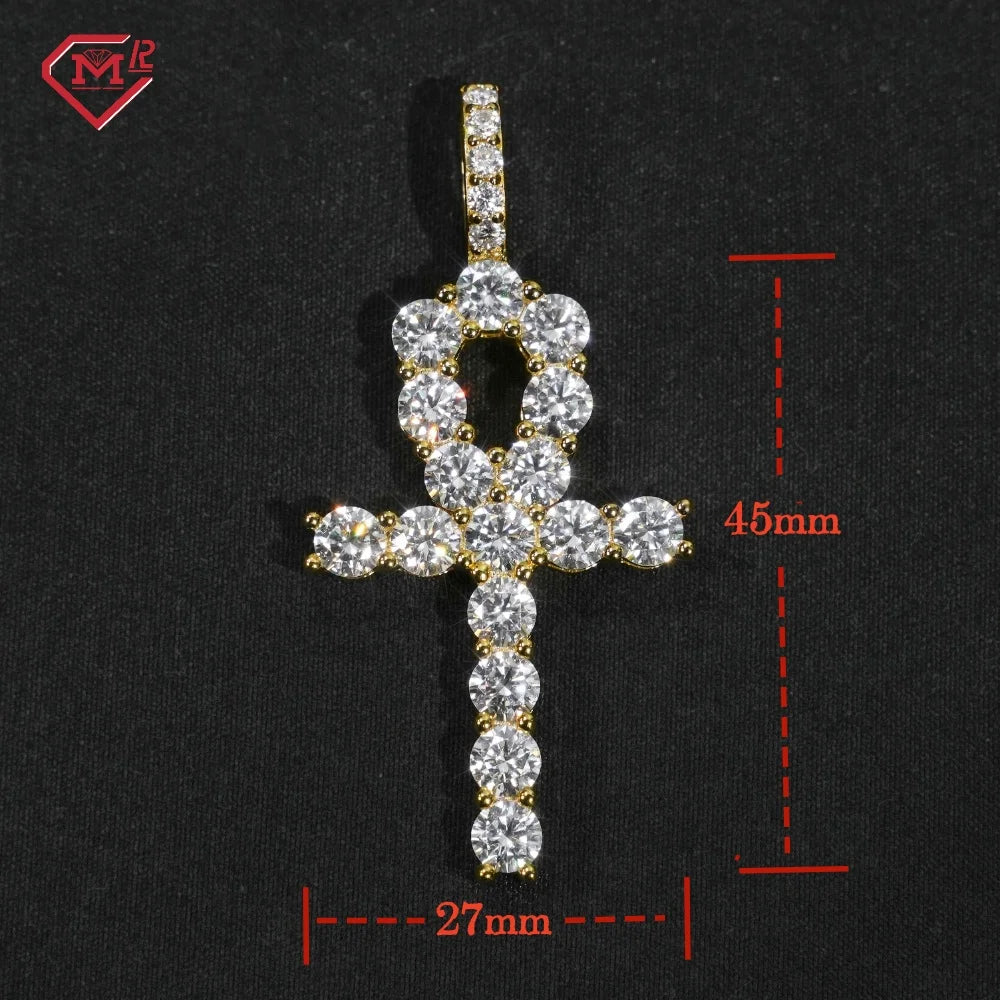 VVS Moissanite Ankh Cross Pendant – 925 Sterling Silver | Iced Out | GRA Certified — photo 2 of 7