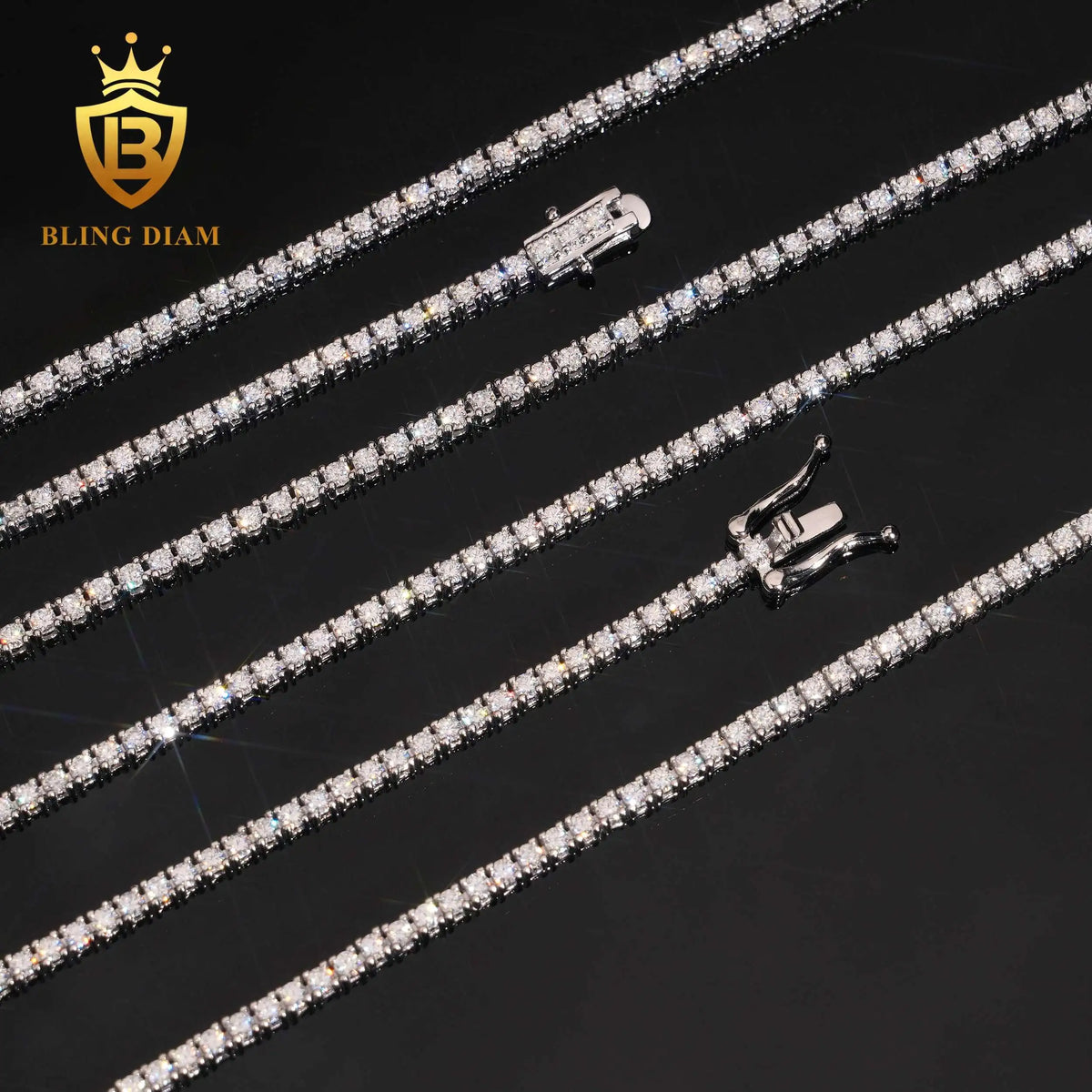 2mm VVS Moissanite Tennis Chain & Bracelet Set – 925 Sterling Silver — photo 7 of 8