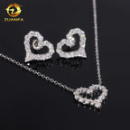 Moissanite Heart Pendant Necklace & Earrings Set – 925 Sterling Silver — photo 3 of 7