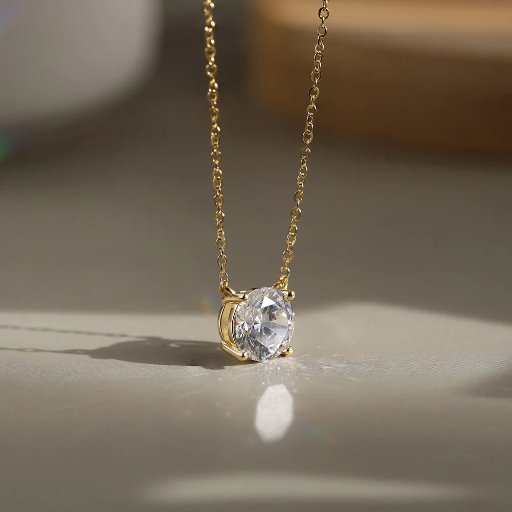 925 Silver Round Moissanite Solitaire Pendant Necklace – GRA Certified — photo 4 of 10