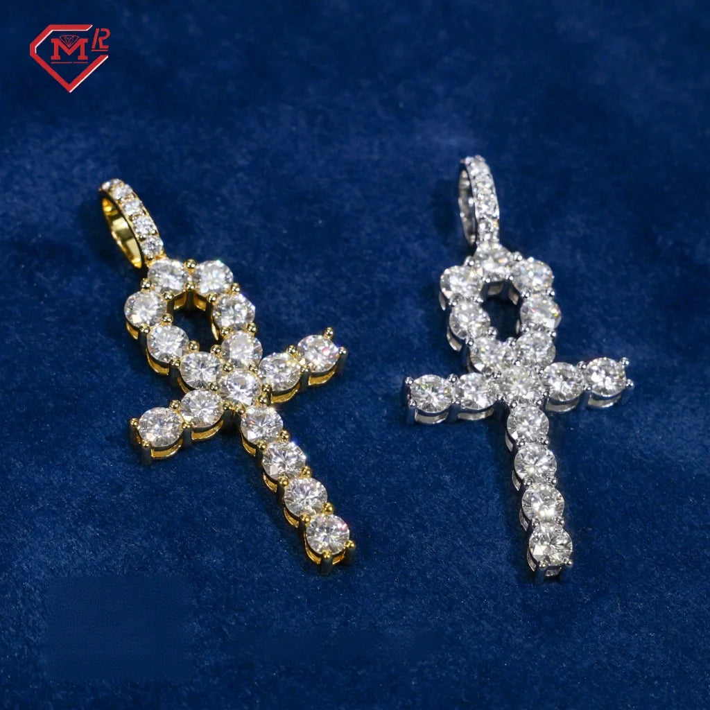 VVS Moissanite Ankh Cross Pendant – 925 Sterling Silver | Iced Out | GRA Certified — photo 1 of 7
