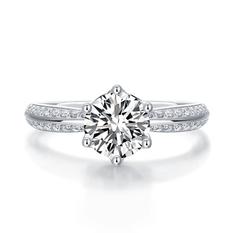 3ct Round Moissanite Solitaire Ring – Six-Claw Setting | 925 Sterling Silver — photo 6 of 7