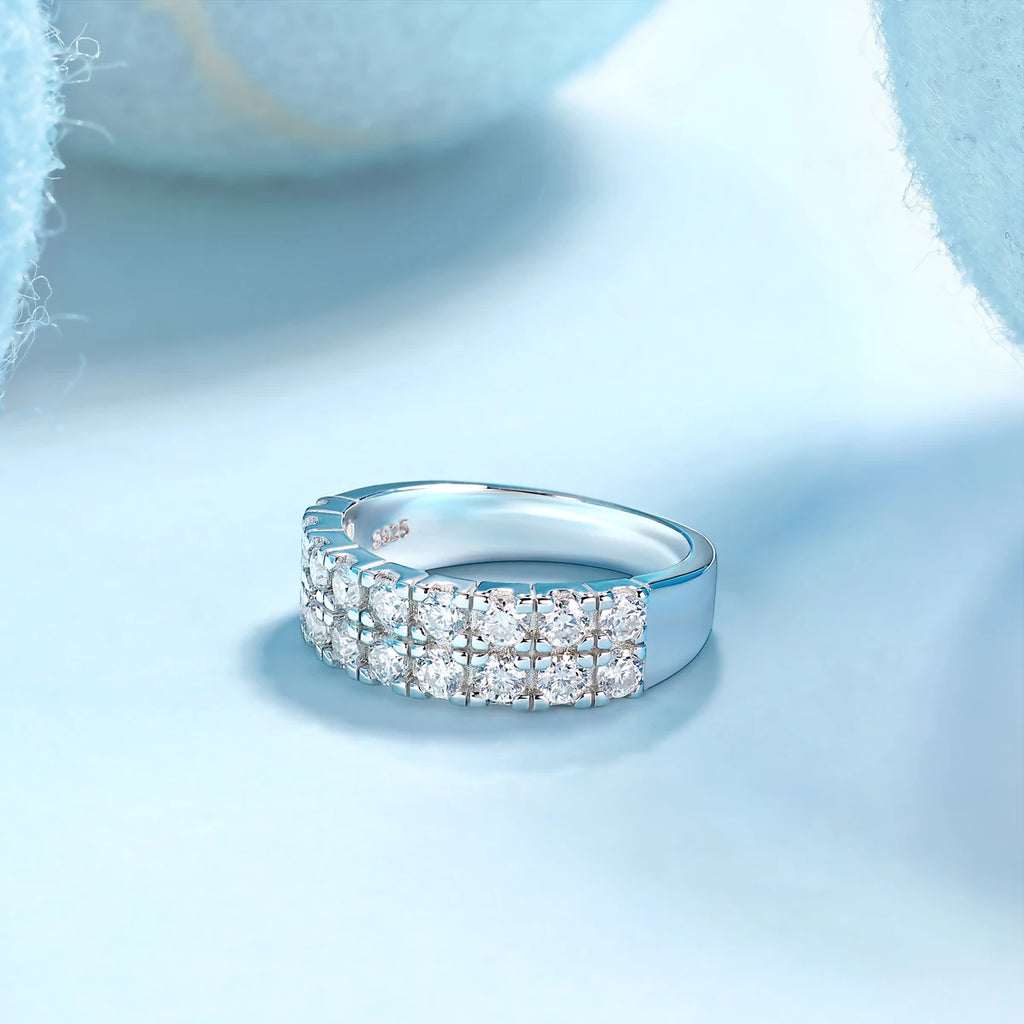 Double Halo Moissanite Engagement Ring – 925 Sterling Silver | Rhodium Finish — photo 1 of 7