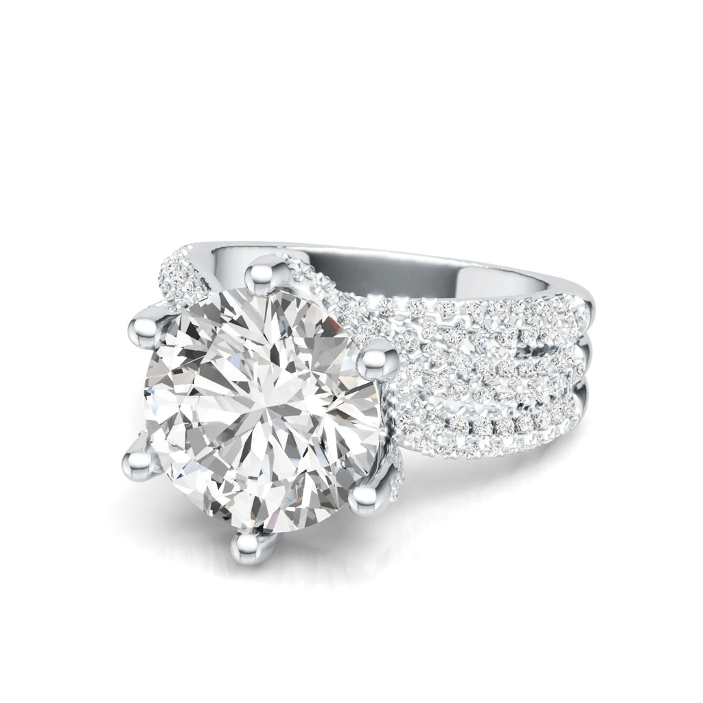 5ct Round Moissanite Pavé Statement Ring – 925 Sterling Silver | 18K Gold — photo 1 of 7