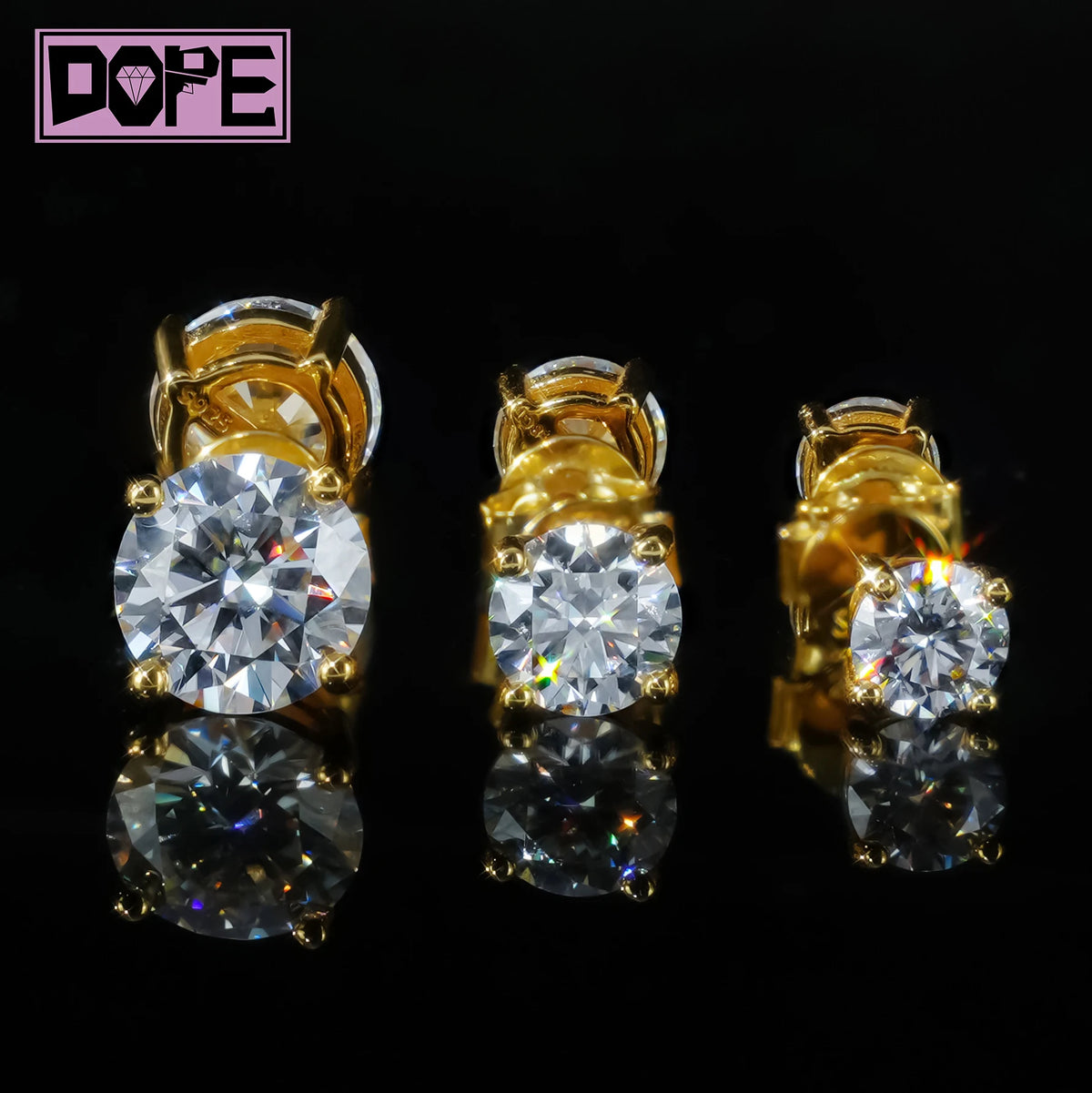 VVS Moissanite Solitaire Stud Earrings – 18K Gold Plated | 925 Sterling Silver — photo 1 of 7