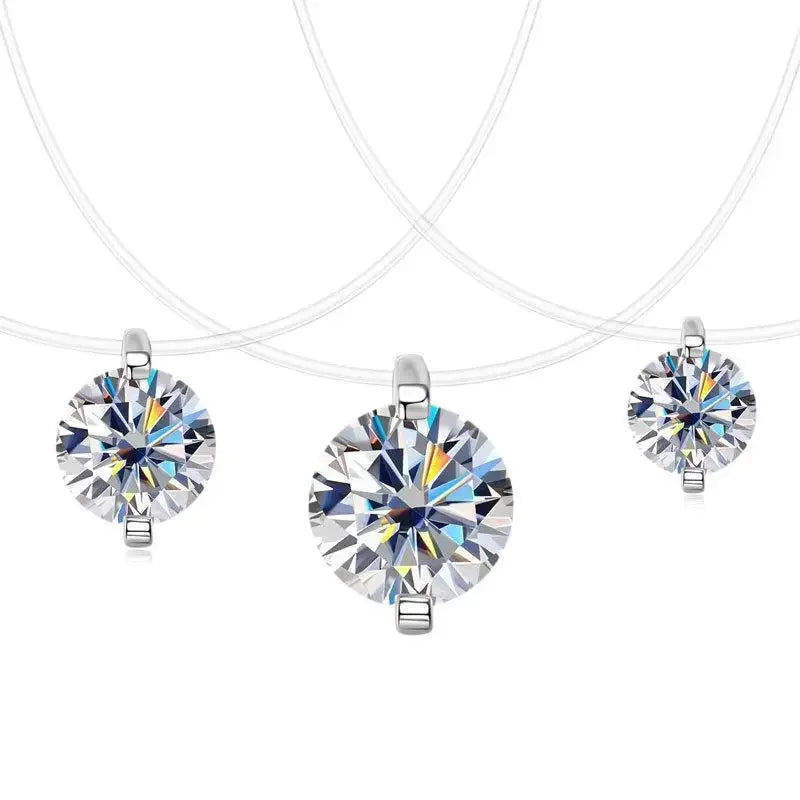 Floating Moissanite Choker Necklace – 925 Sterling Silver | Rhodium Plated — photo 1 of 7
