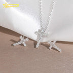 Moissanite Cross Pendant Necklace & Stud Earrings Set – 925 Sterling Silver — photo 5 of 7