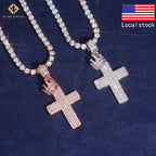 VVS Moissanite Crown Cross Pendant – 925 Sterling Silver | Silver & Rose Gold | GRA Certified — photo 2 of 8