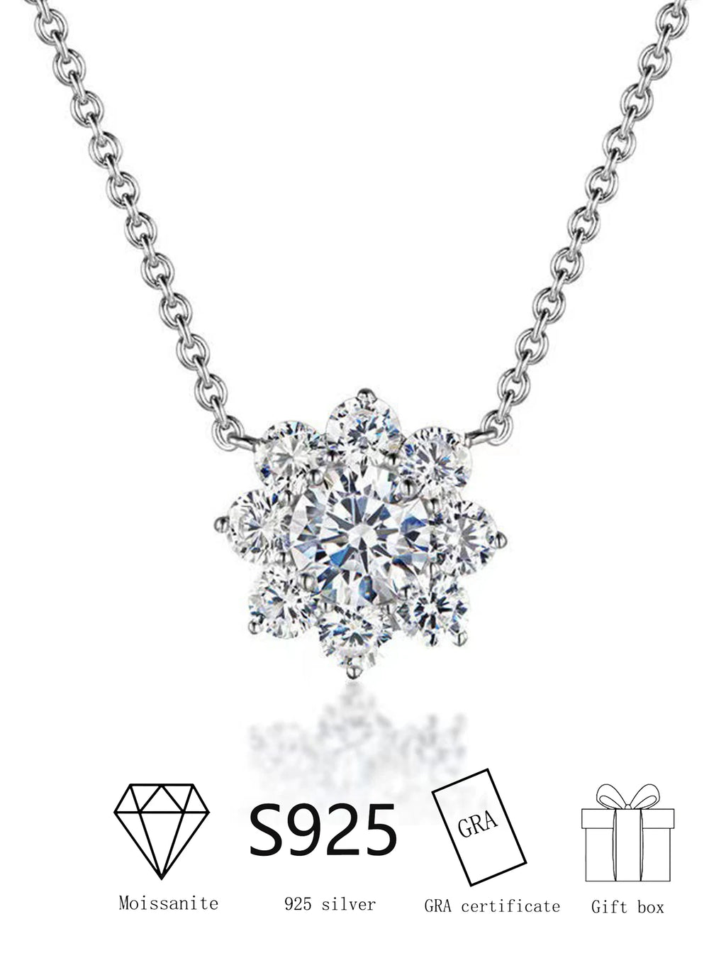 925 Silver Moissanite Diamond Pendant Necklace – White Gold Finish — photo 5 of 7