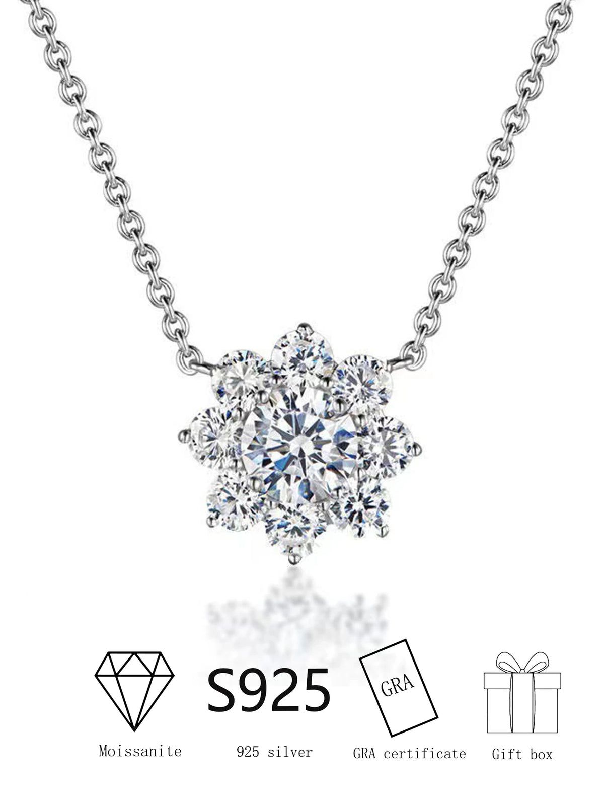 925 Silver Moissanite Diamond Pendant Necklace – White Gold Finish — photo 5 of 7