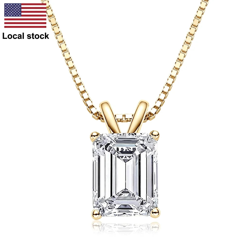 2.5ct Emerald Cut Zircon Pendant Necklace – 925 Sterling Silver | Box Chain — photo 1 of 8