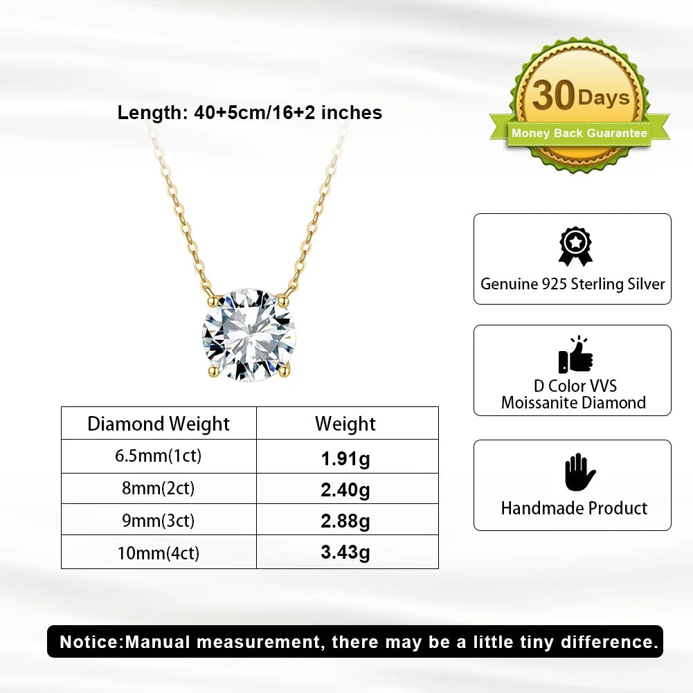 925 Silver Round Moissanite Solitaire Pendant Necklace – GRA Certified — photo 5 of 10