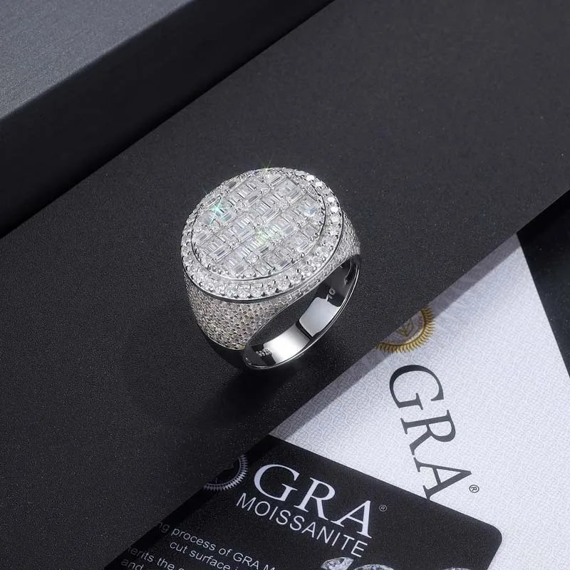 VVS Moissanite Iced Out Cluster Ring – 925 Sterling Silver | 18K White Gold | GRA Certified — photo 5 of 7
