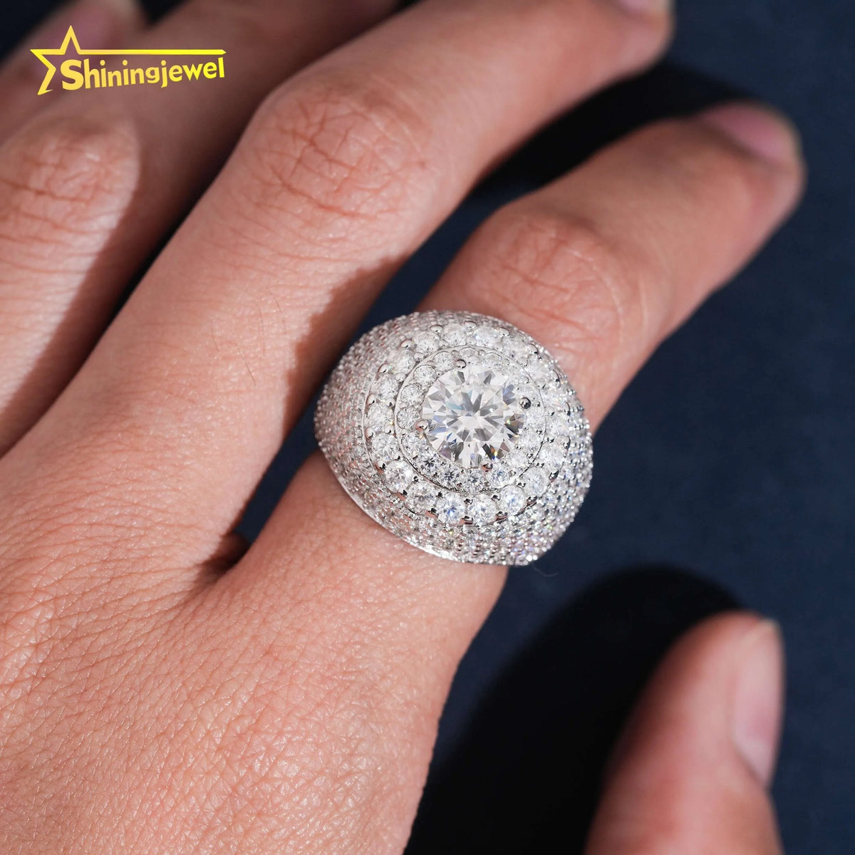 Iced Out Moissanite Hip Hop Ring – 925 Sterling Silver | GRA Certified — photo 4 of 7