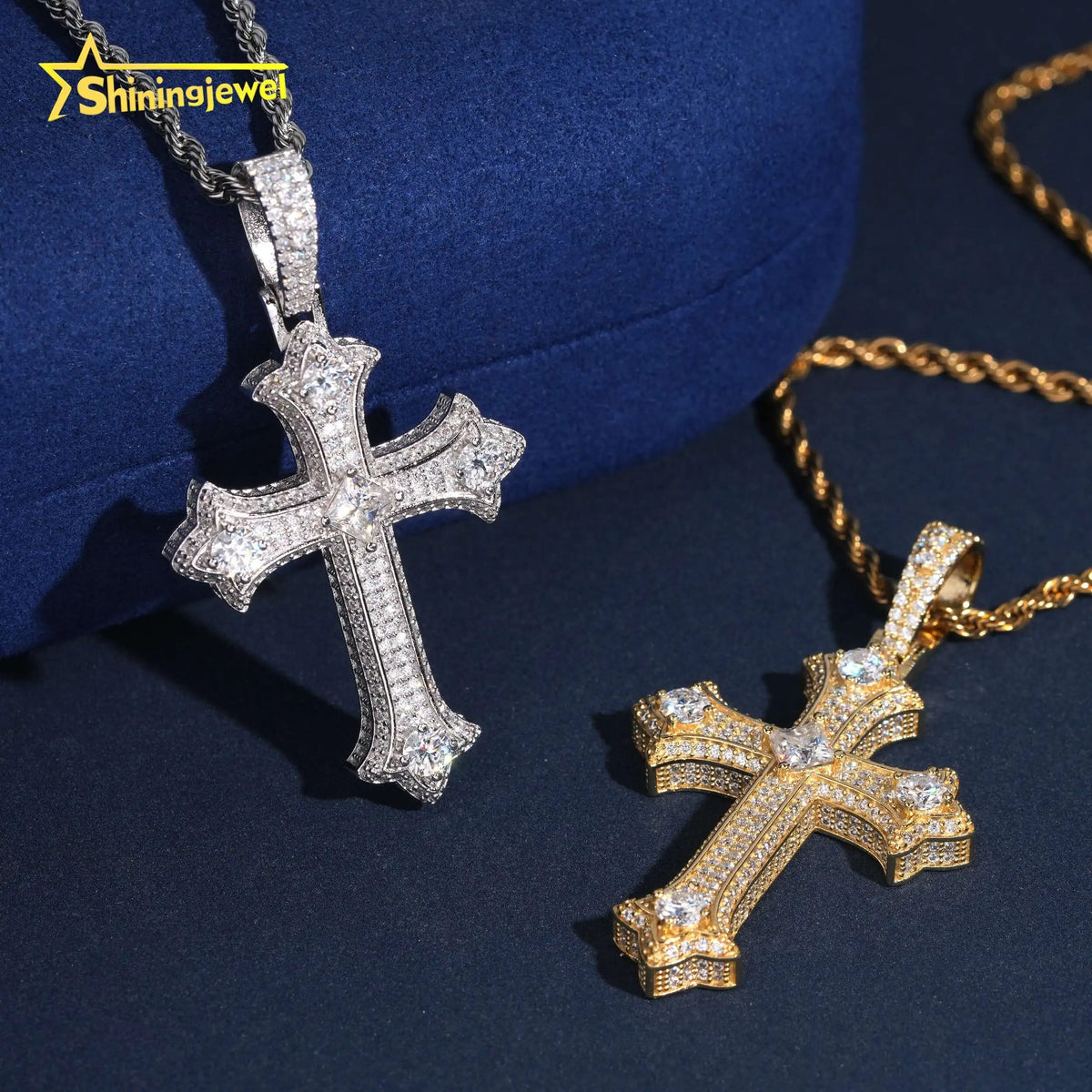 925 Silver Iced Out Cross Pendant – 6mm Moissanite | Hip Hop — photo 6 of 8