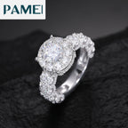 Moissanite Halo Engagement Ring – 925 Sterling Silver | White Gold Finish — photo 1 of 7