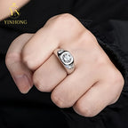 Oval Moissanite Statement Ring – 925 Sterling Silver | 18K Gold | Men's — photo 1 of 7