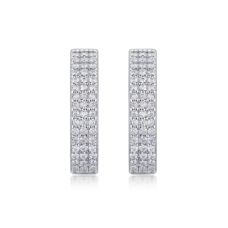 925 Silver Triple Row Moissanite Huggie Earrings – Gold Plated — photo 4 of 7