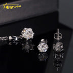 6.5mm Moissanite Pendant Necklace & Stud Earrings Set – 925 Sterling Silver — photo 4 of 7