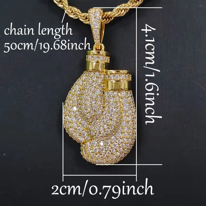 VVS Moissanite Boxing Gloves Pendant – 925 Sterling Silver | 18K Gold | GRA Certified — photo 2 of 7