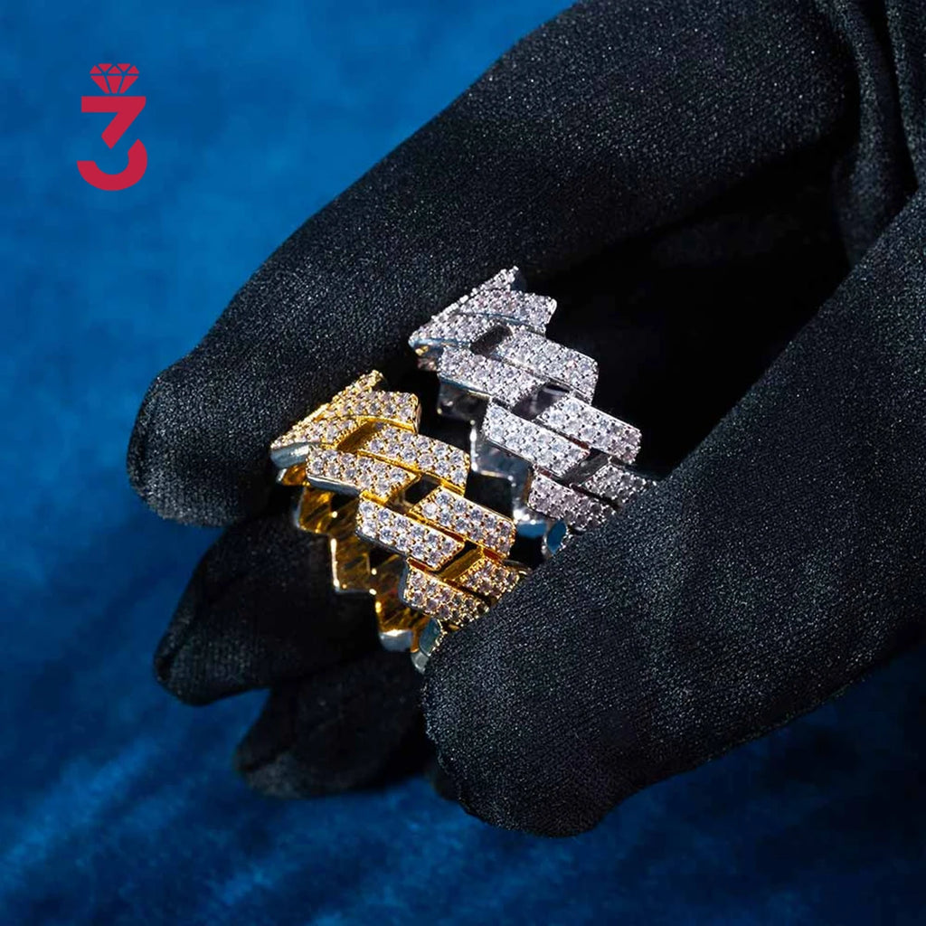 Iced Out 2-Row Cuban Link Moissanite Ring – 925 Sterling Silver | VVS D Color — photo 4 of 8
