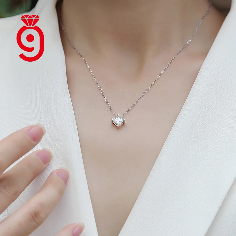 925 Silver Emerald Cut Moissanite Pendant Necklace – GRA Certified — photo 5 of 7