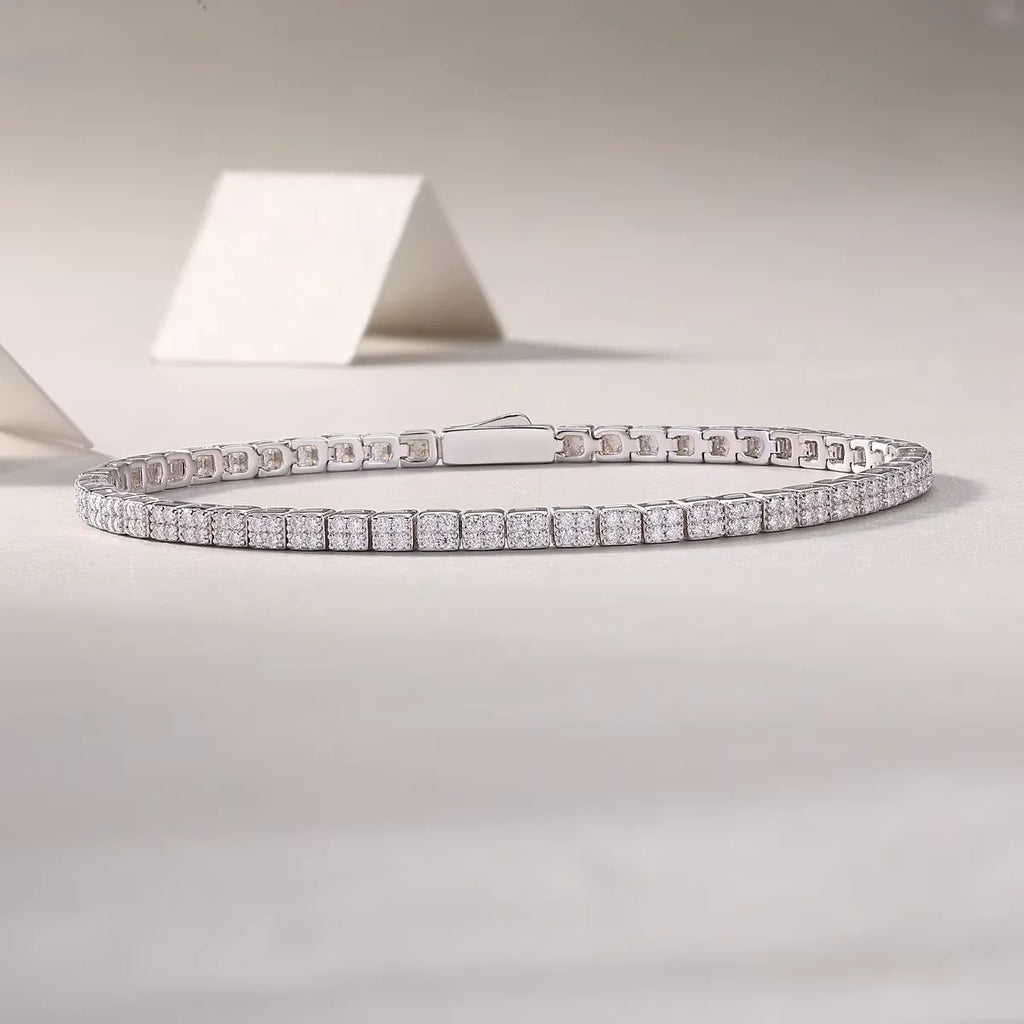 Square Moissanite Tennis Bracelet – 925 Sterling Silver | VVS1 D Color — photo 3 of 7