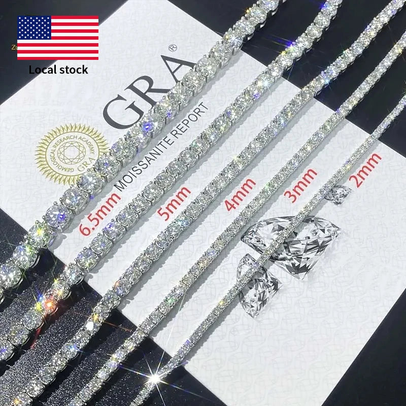 Moissanite Tennis Chain & Bracelet – 2mm / 3mm / 4mm | 925 Sterling Silver — photo 3 of 9
