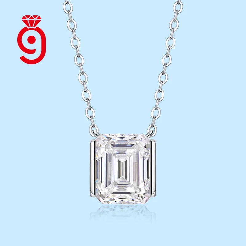 5ct Emerald Cut Moissanite Pendant Necklace – 925 Sterling Silver — photo 7 of 7