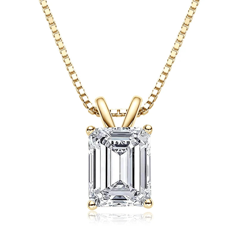 2.5ct Emerald Cut Zircon Pendant Necklace – 925 Sterling Silver | Box Chain — photo 8 of 8