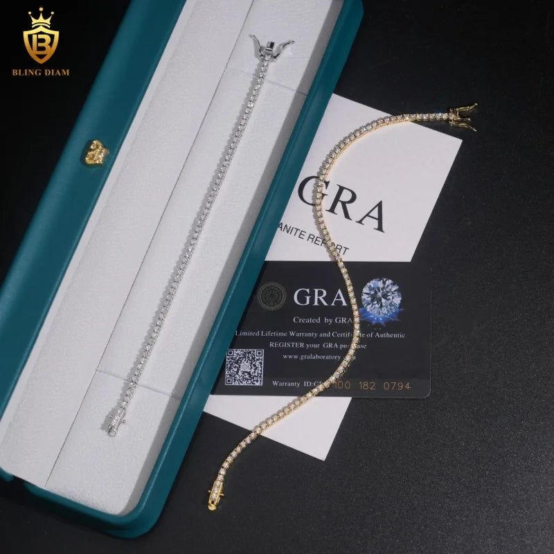 925 Silver VVS Moissanite 2mm Tennis Chain & Bracelet – Iced Out — photo 4 of 8