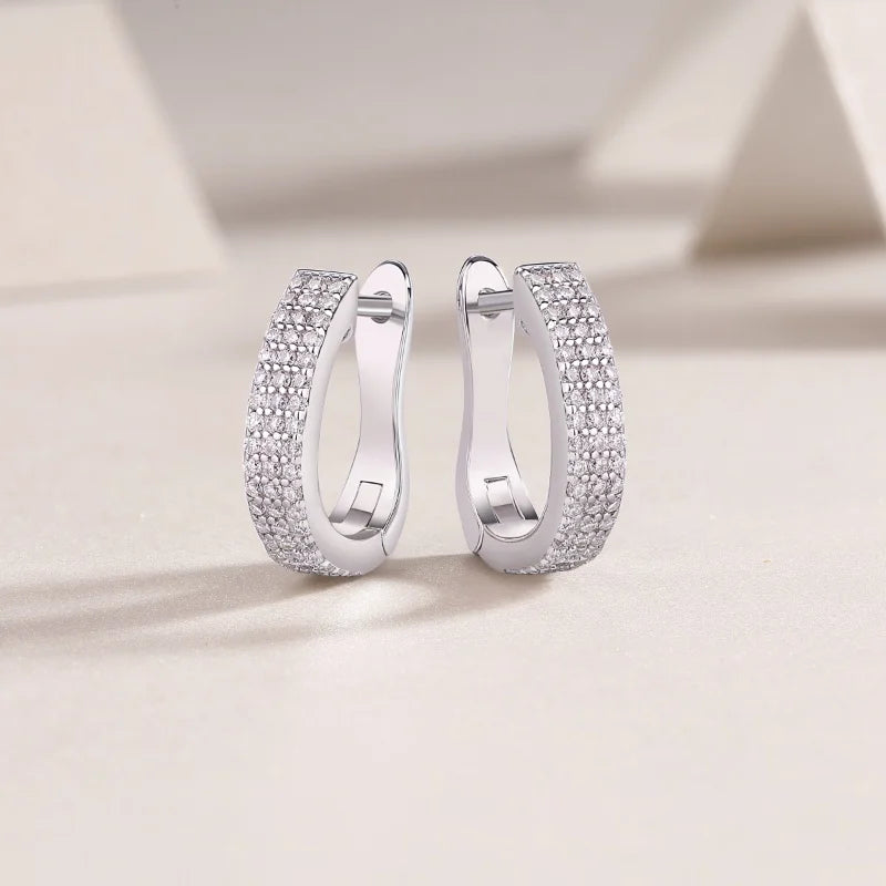 925 Silver Triple Row Moissanite Huggie Earrings – Gold Plated — photo 5 of 7