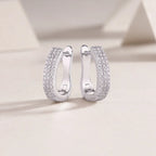 925 Silver Triple Row Moissanite Huggie Earrings – Gold Plated — photo 5 of 7