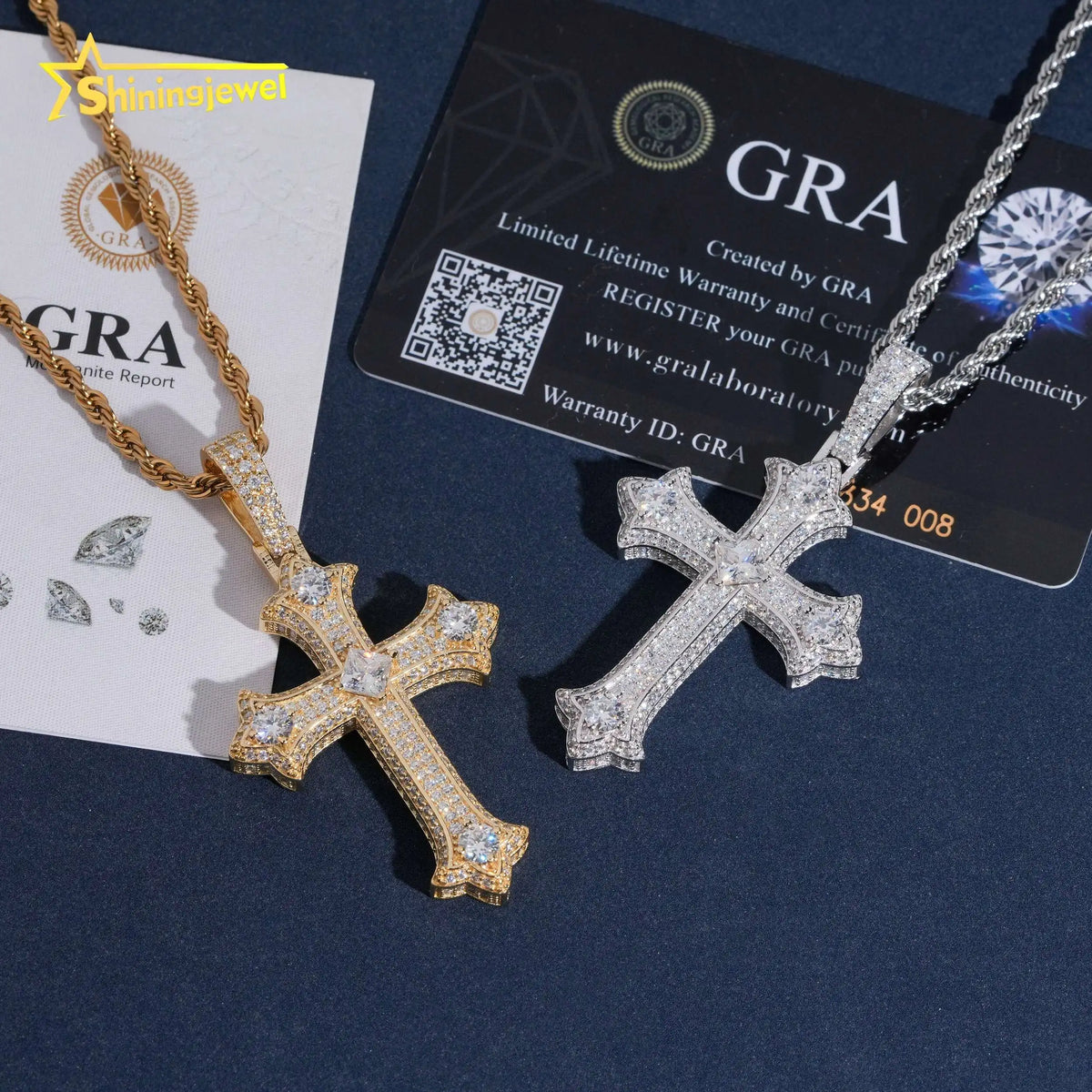925 Silver Iced Out Cross Pendant – 6mm Moissanite | Hip Hop — photo 4 of 8