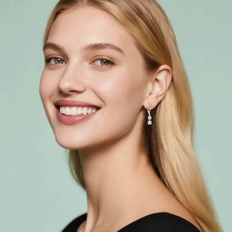 Moissanite Leverback Dangle Drop Earrings – 925 Sterling Silver | Gold & White Gold — photo 5 of 8