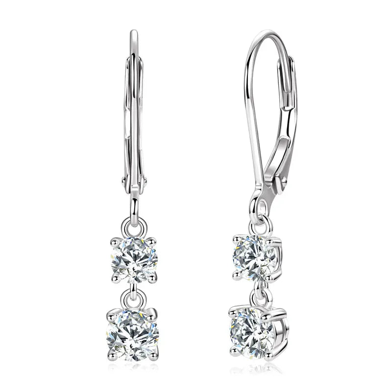 Moissanite Leverback Dangle Drop Earrings – 925 Sterling Silver | Gold & White Gold — photo 8 of 8