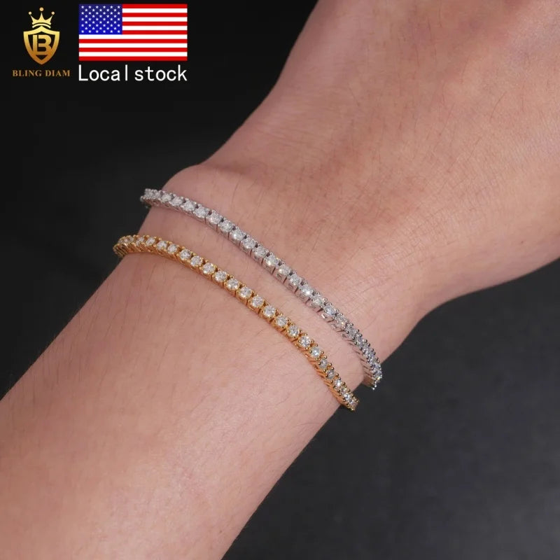 925 Silver VVS Moissanite 2mm Tennis Chain & Bracelet – Iced Out — photo 1 of 8