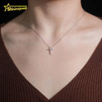 Moissanite Cross Pendant Necklace & Stud Earrings Set – 925 Sterling Silver — photo 3 of 7