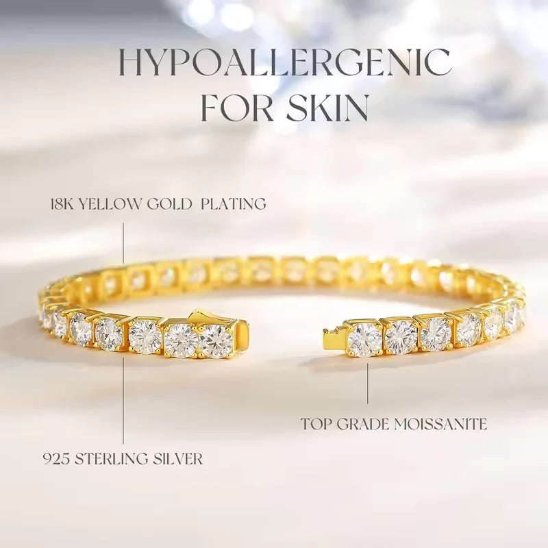 VVS Moissanite Tennis Bracelet – 925 Sterling Silver | 3mm, 4mm & 5mm | 18K Gold | GRA Certified — photo 4 of 9