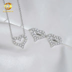 Moissanite Heart Pendant Necklace & Earrings Set – 925 Sterling Silver — photo 5 of 7