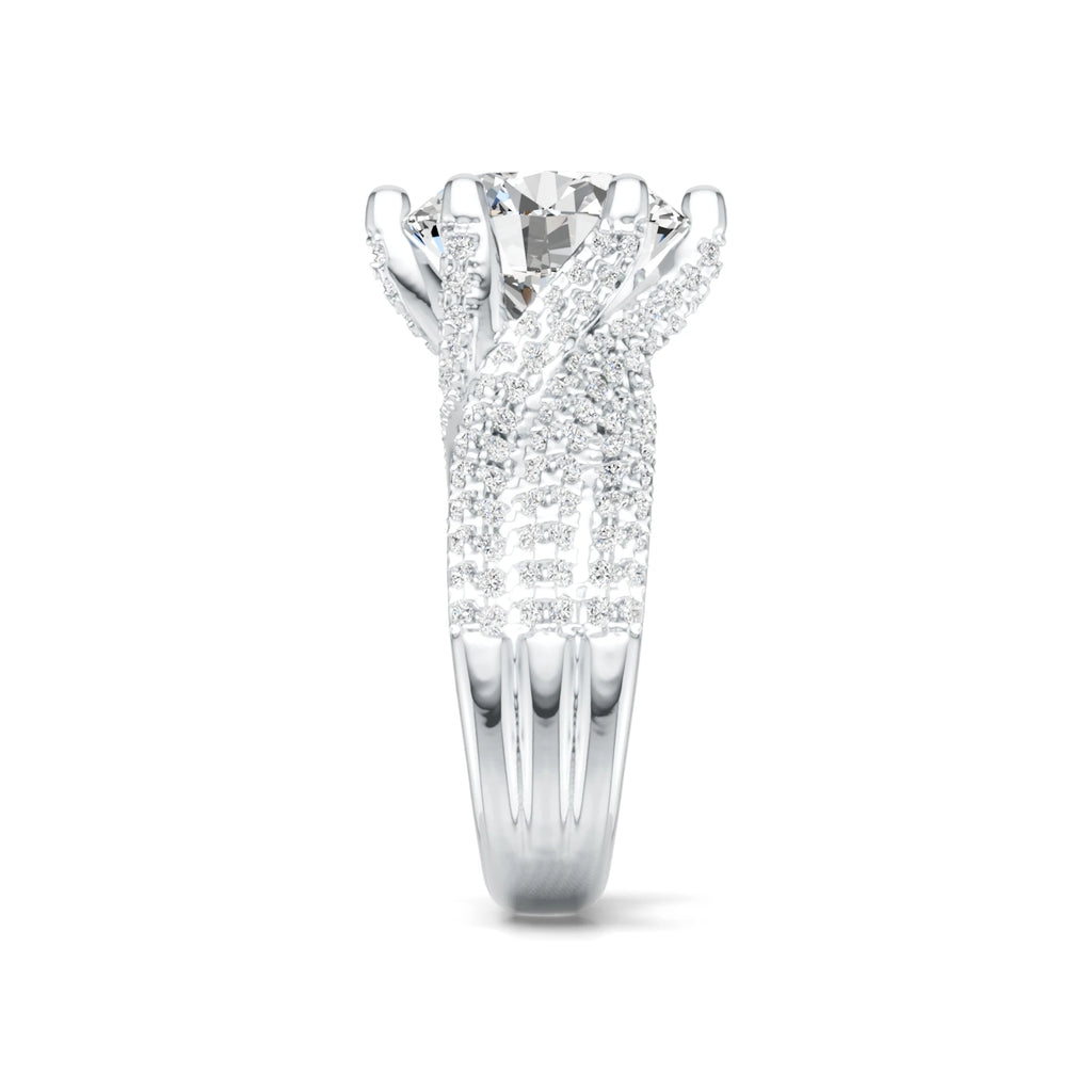 5ct Round Moissanite Pavé Statement Ring – 925 Sterling Silver | 18K Gold — photo 3 of 7