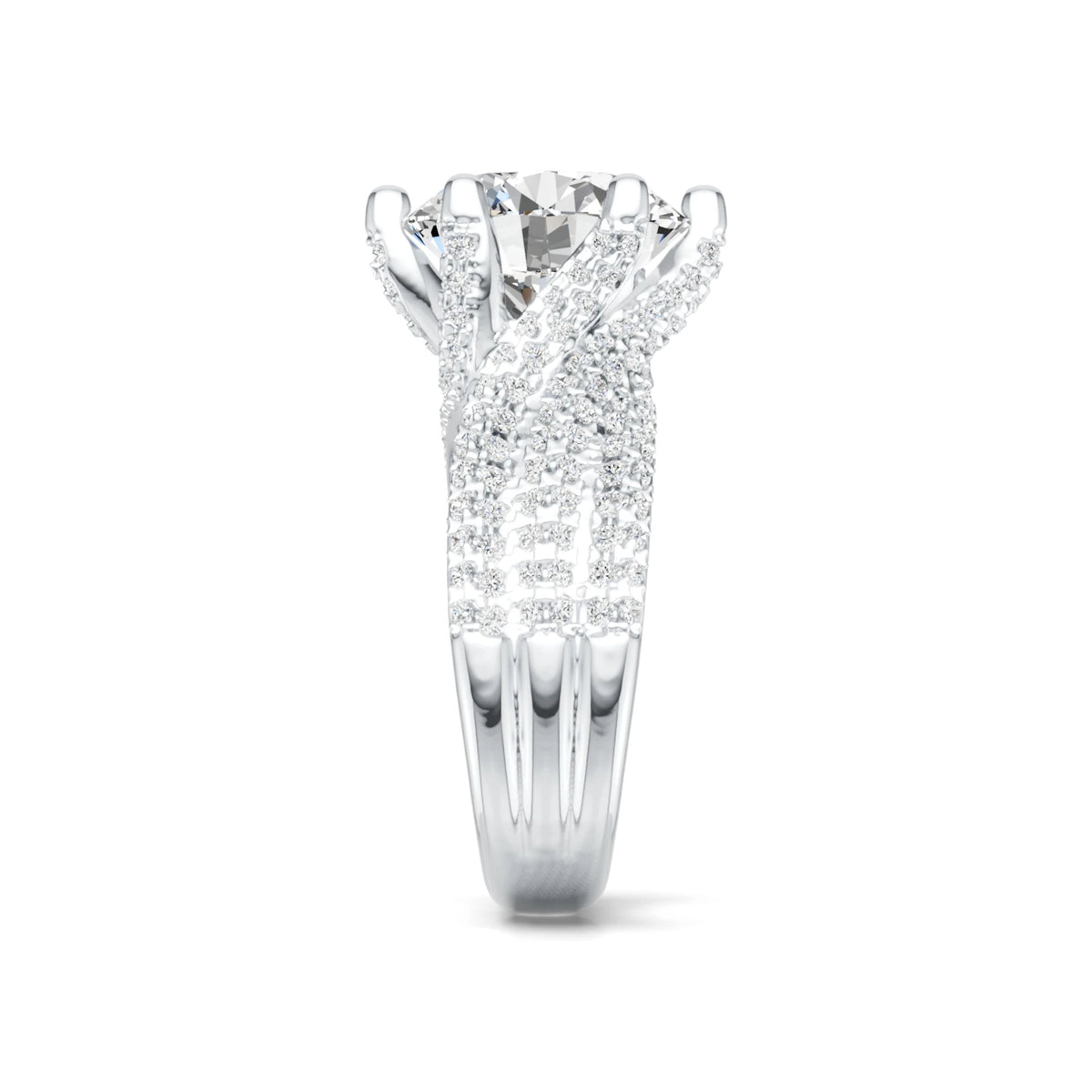 5ct Round Moissanite Pavé Statement Ring – 925 Sterling Silver | 18K Gold — photo 3 of 7