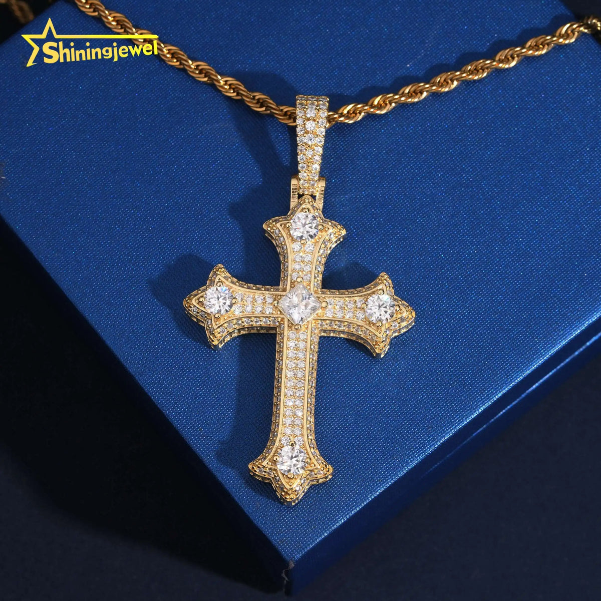 925 Silver Iced Out Cross Pendant – 6mm Moissanite | Hip Hop — photo 8 of 8