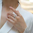 Double Halo Moissanite Engagement Ring – 925 Sterling Silver | Rhodium Finish — photo 6 of 7