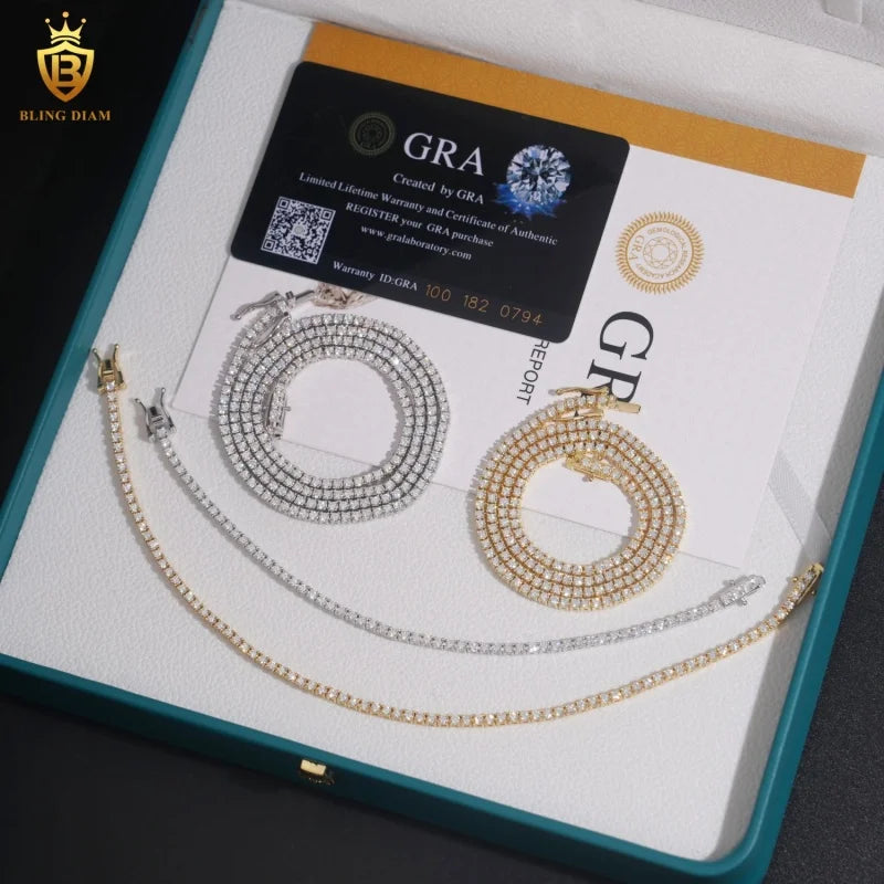 925 Silver VVS Moissanite 2mm Tennis Chain & Bracelet – Iced Out — photo 2 of 8