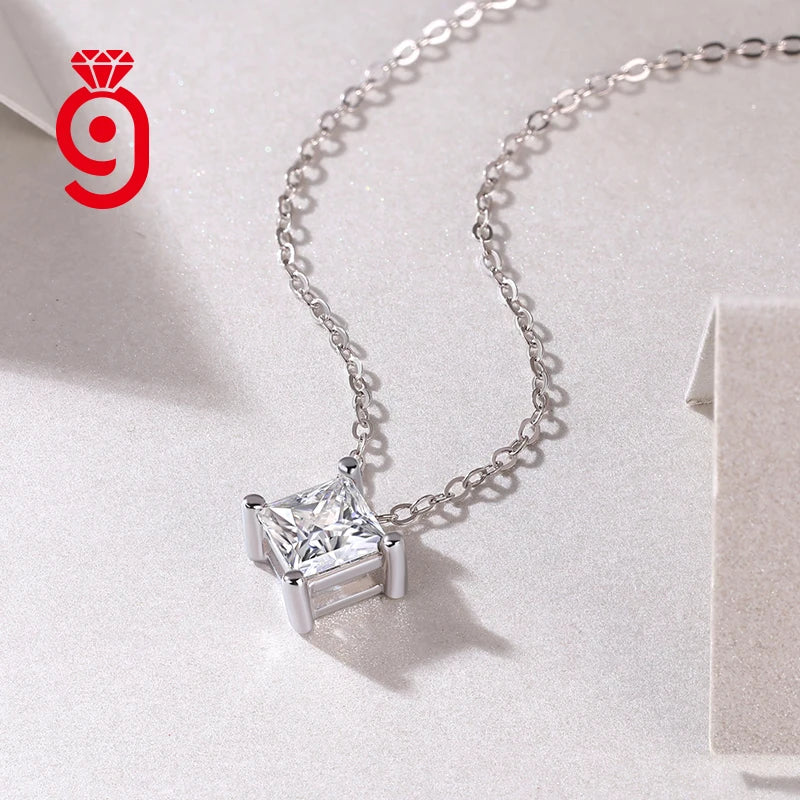 925 Silver Emerald Cut Moissanite Pendant Necklace – GRA Certified — photo 4 of 7