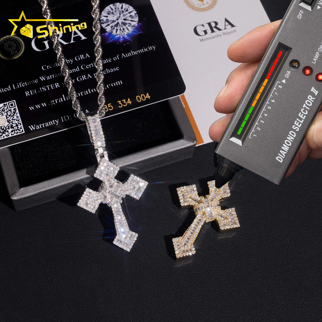 VVS Moissanite Iced Out Cross Pendant – 925 Sterling Silver | Hip Hop | GRA Certified — photo 2 of 7