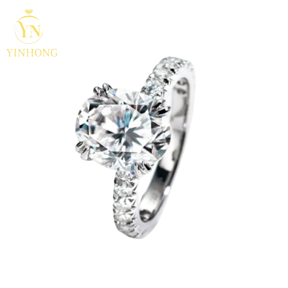 5ct Oval Moissanite Hidden Halo Ring – 925 Sterling Silver | 18K Gold — photo 5 of 7